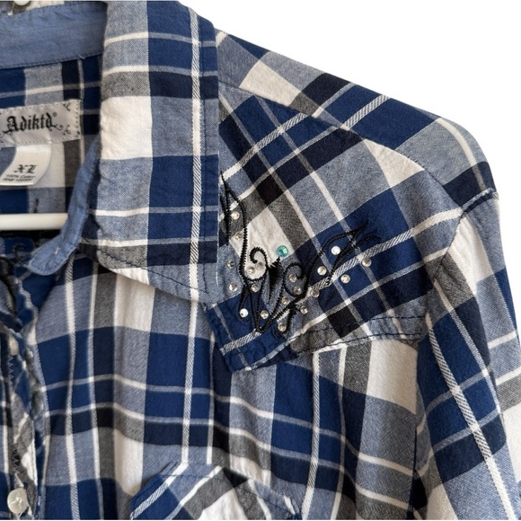 Adiktd Embellished Plaid Western Shirt, Size XL - Picture 3 of 7